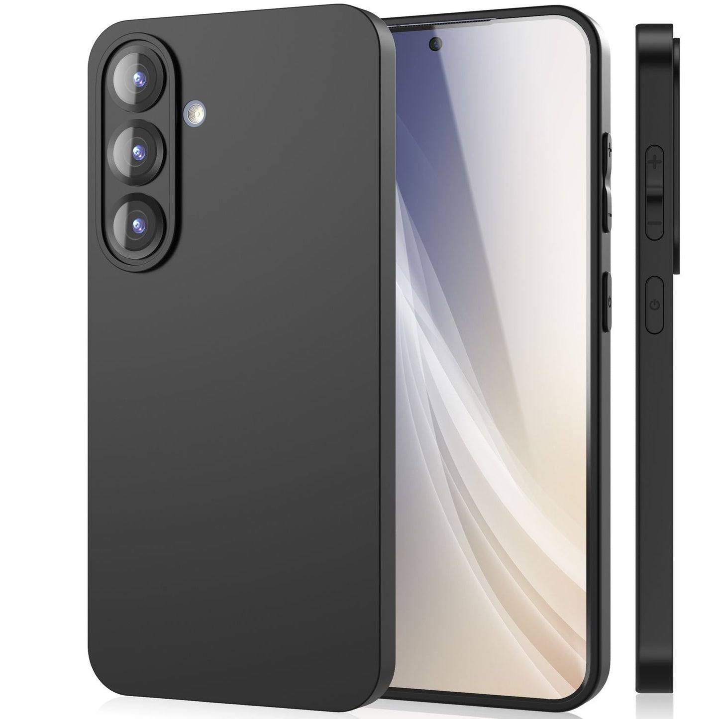 NALIA Matte Silikonhülle für Samsung Galaxy S25 – Slim, Schwarz & Rutschfest – STRIDER (Soft Case, Kameraschutz & Stoßfest) – Marke aus Berlin