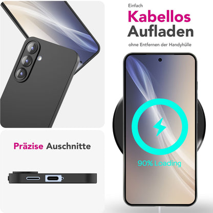 NALIA Matte Silikonhülle für Samsung Galaxy S25 – Slim, Schwarz & Rutschfest – STRIDER (Soft Case, Kameraschutz & Stoßfest) – Marke aus Berlin