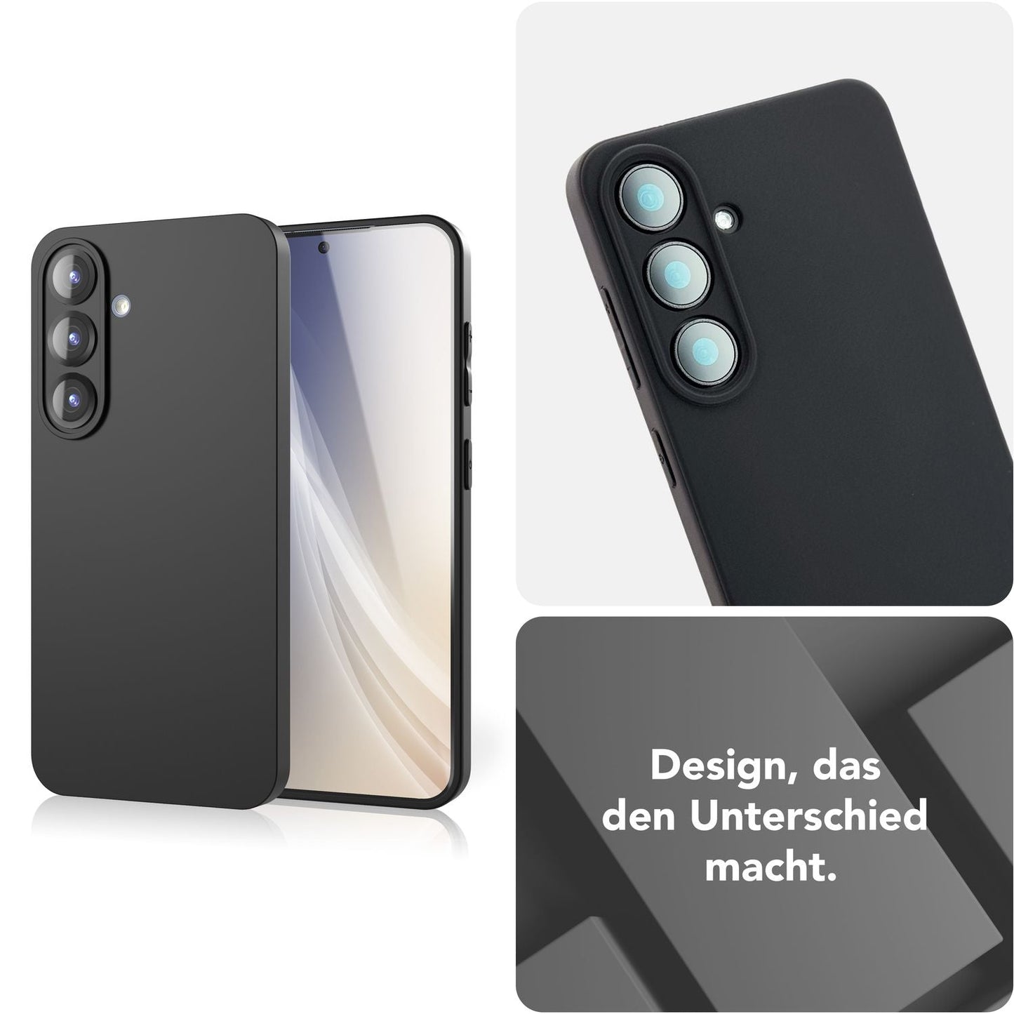 NALIA Matte Silikonhülle für Samsung Galaxy S25 – Slim, Schwarz & Rutschfest – STRIDER (Soft Case, Kameraschutz & Stoßfest) – Marke aus Berlin