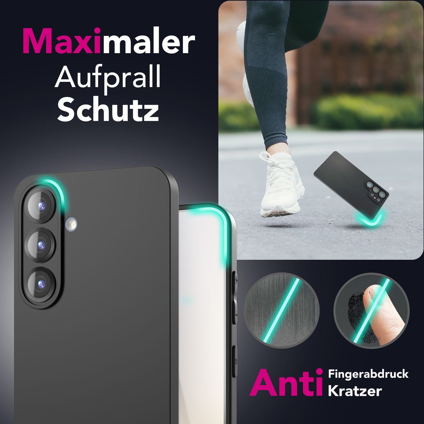 NALIA Matte Silikonhülle für Samsung Galaxy S25 Plus – Slim, Schwarz & Rutschfest – STRIDER (Soft Case, Kameraschutz & Stoßfest) – Marke aus Berlin