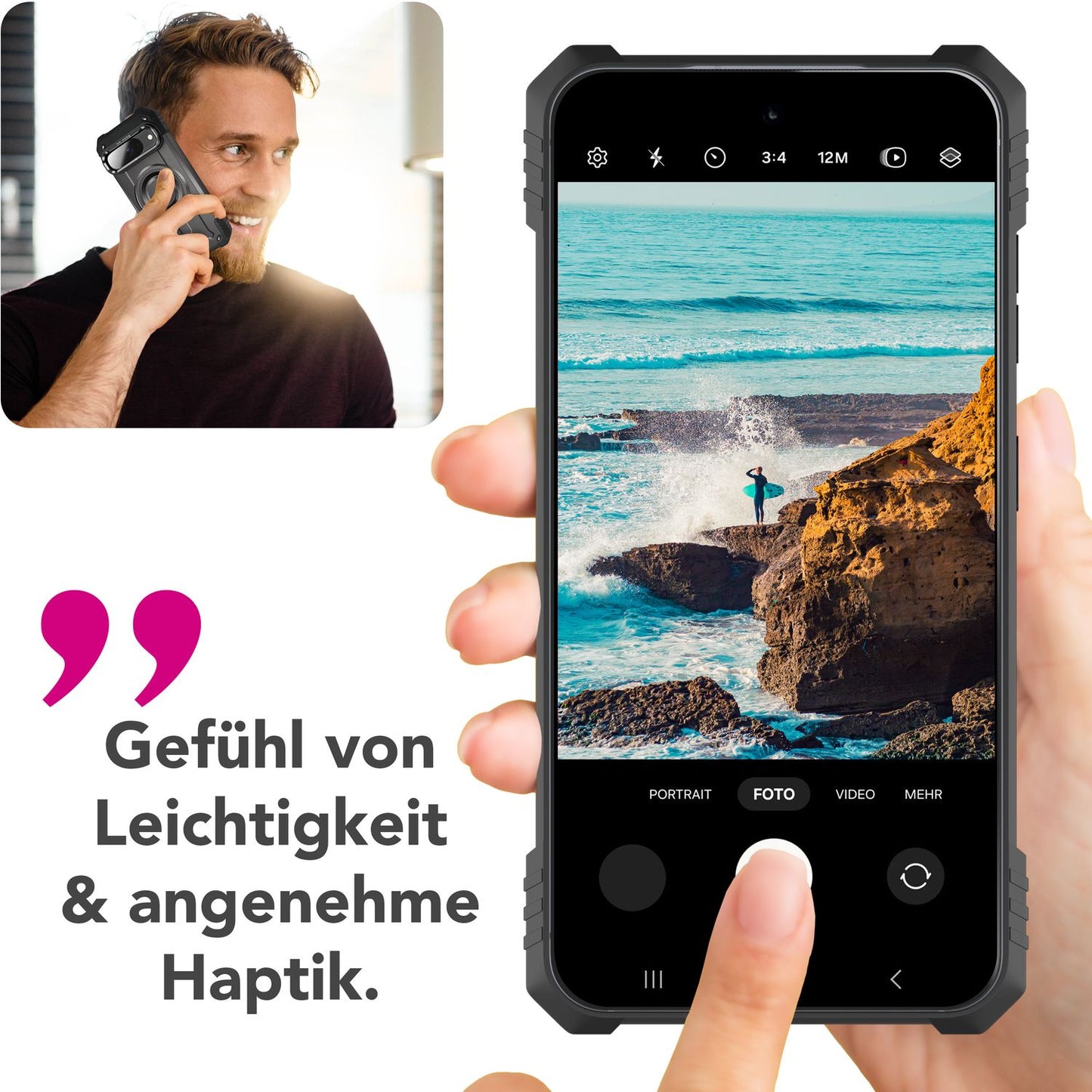 NALIA Magnetische Panzerhülle für Google Pixel 9 – MagSafe kompatibel & Kamera-Stand – GRANITE (Outdoor Schutzhülle Stoßfest) – Marke aus Berlin