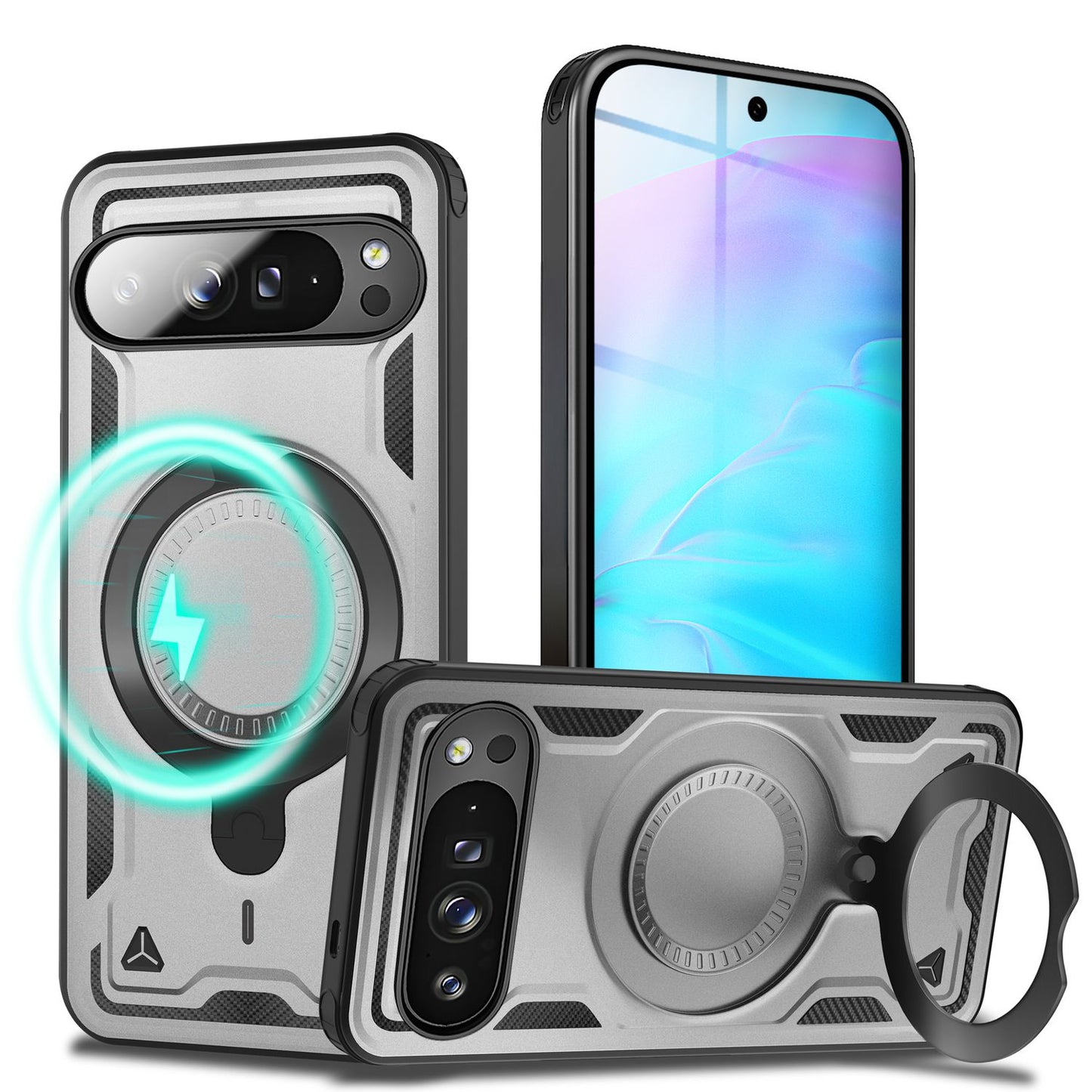 NALIA Magnetische Panzerhülle für Google Pixel 9 Pro XL – Ring-Halterung 360° & MagSafe kompatibel – STORMGUARD (Outdoor Case) – Marke aus Berlin