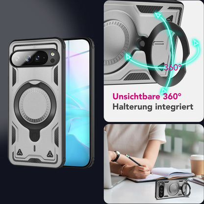 NALIA Magnetische Panzerhülle für Google Pixel 9 Pro XL – Ring-Halterung 360° & MagSafe kompatibel – STORMGUARD (Outdoor Case) – Marke aus Berlin