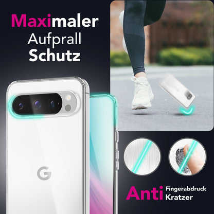 NALIA Transparente Silikonhülle für Google Pixel 9 Pro XL – Anti-Gelb & Rutschfest – GLAZE (Handyhülle Kristallklar, Schlank & Stoßfest) – Marke aus Berlin