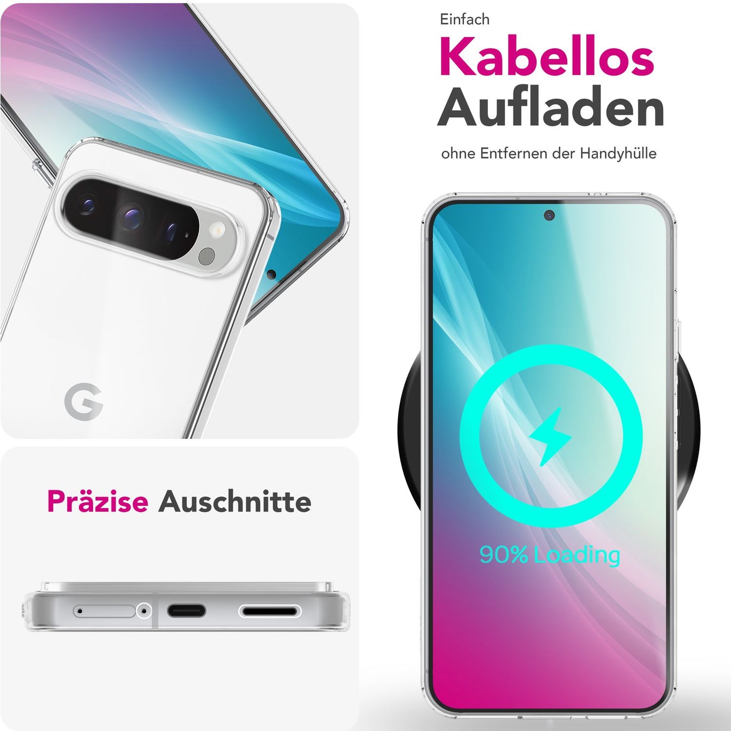 NALIA Transparente Silikonhülle für Google Pixel 9 Pro XL – Anti-Gelb & Rutschfest – GLAZE (Handyhülle Kristallklar, Schlank & Stoßfest) – Marke aus Berlin