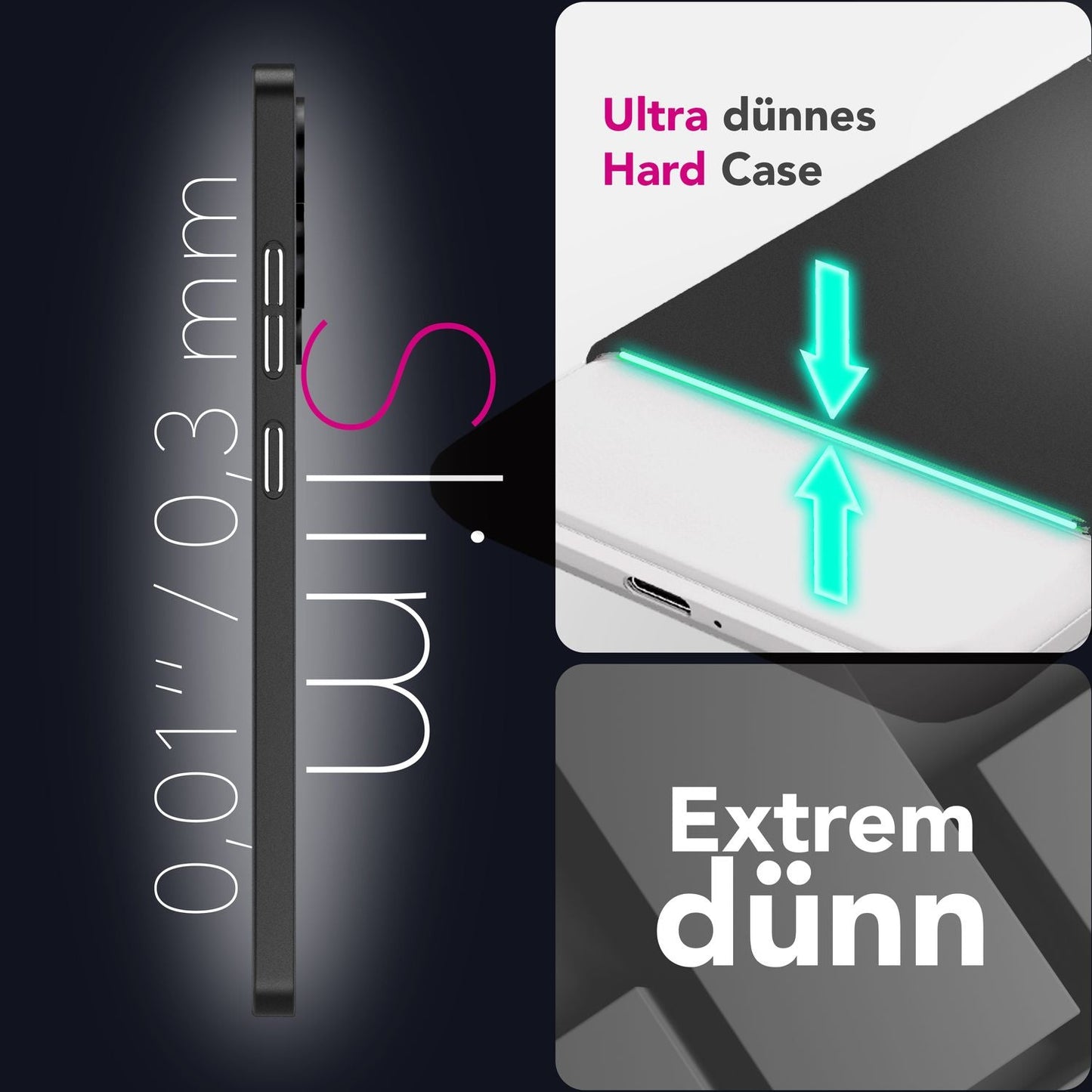 NALIA Ultra Slim Hardcase für Samsung Galaxy S25 Edge – Matt & 0.3mm Dünn – PHANTOM (Hauchdünnes Cover & Kamera-Vollschutz) – Marke aus Berlin