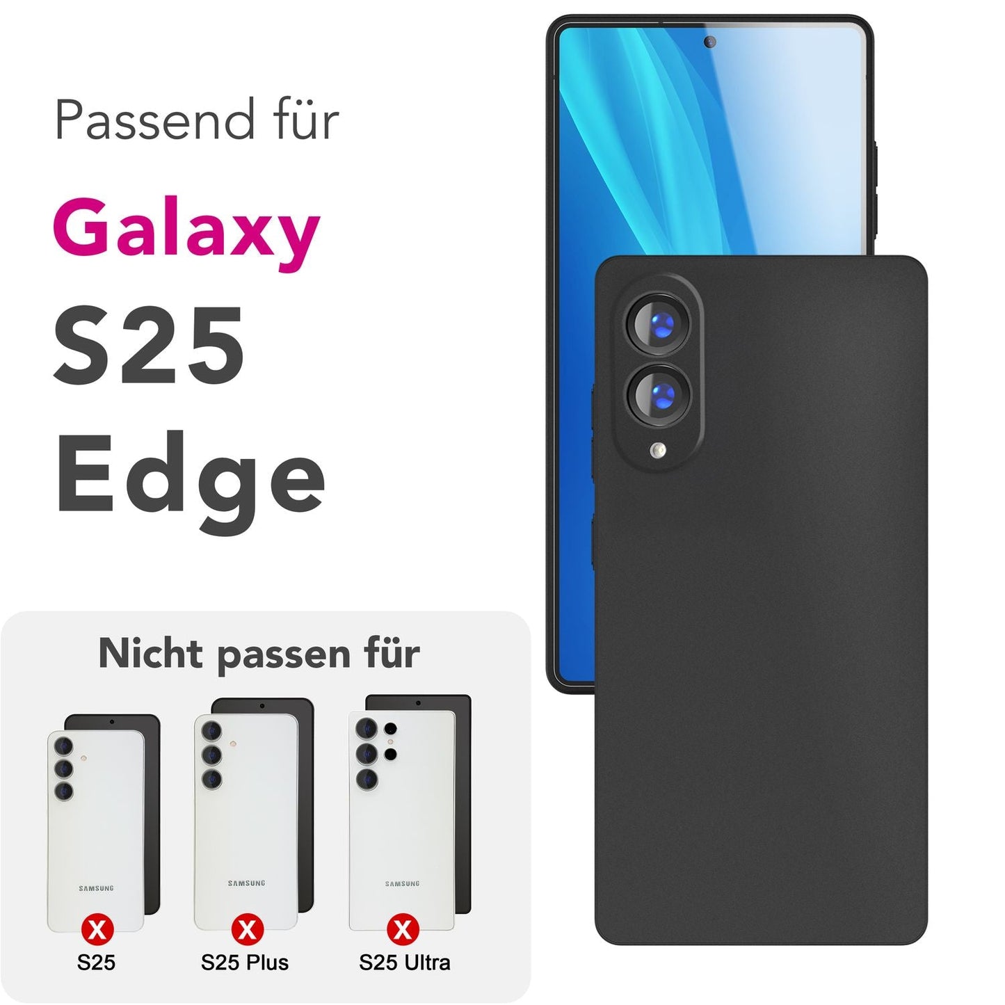NALIA Ultra Slim Hardcase für Samsung Galaxy S25 Edge – Matt & 0.3mm Dünn – PHANTOM (Hauchdünnes Cover & Kamera-Vollschutz) – Marke aus Berlin