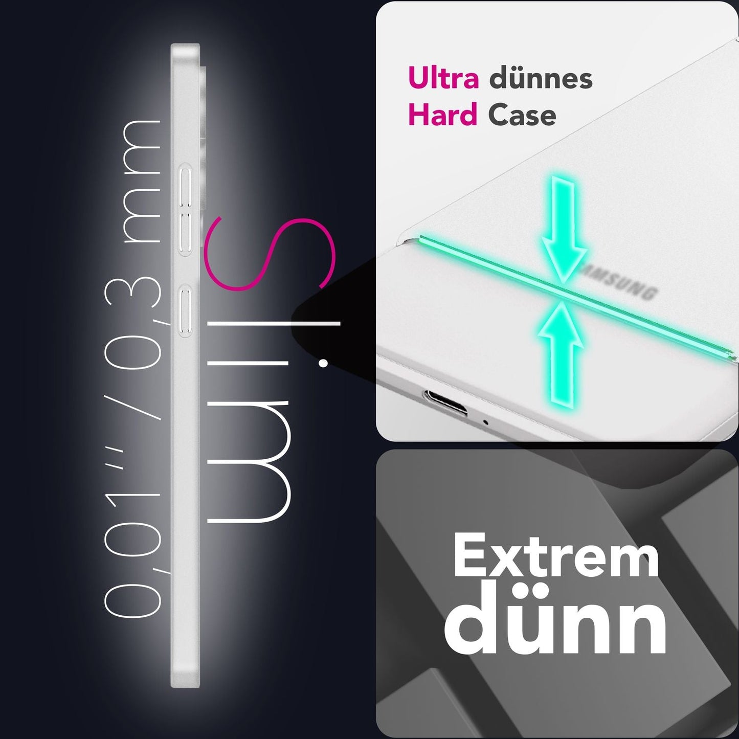 NALIA Ultra Slim Hardcase für Samsung Galaxy S25 Edge – Matt & 0.3mm Dünn – PHANTOM (Hauchdünnes Cover & Kamera-Vollschutz) – Marke aus Berlin