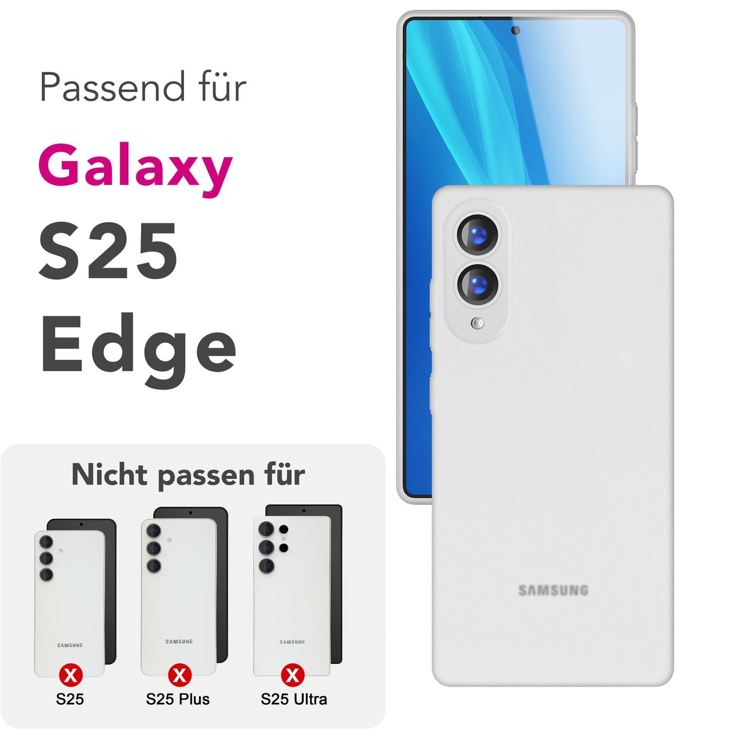 NALIA Ultra Slim Hardcase für Samsung Galaxy S25 Edge – Matt & 0.3mm Dünn – PHANTOM (Hauchdünnes Cover & Kamera-Vollschutz) – Marke aus Berlin