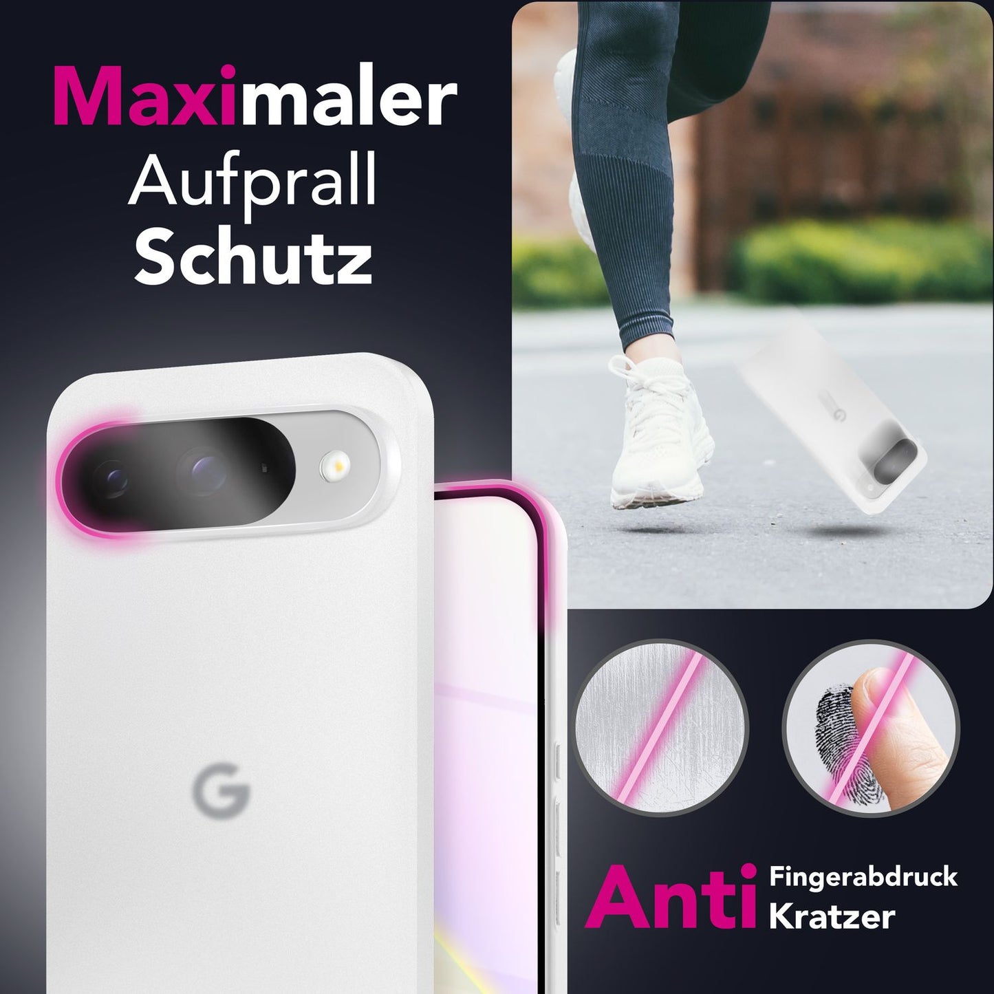 NALIA Ultra Slim Hardcase für Google Pixel 9 – Matt & 0.3mm Dünn – PHANTOM (Hauchdünnes Cover & Kamera-Vollschutz) – Marke aus Berlin