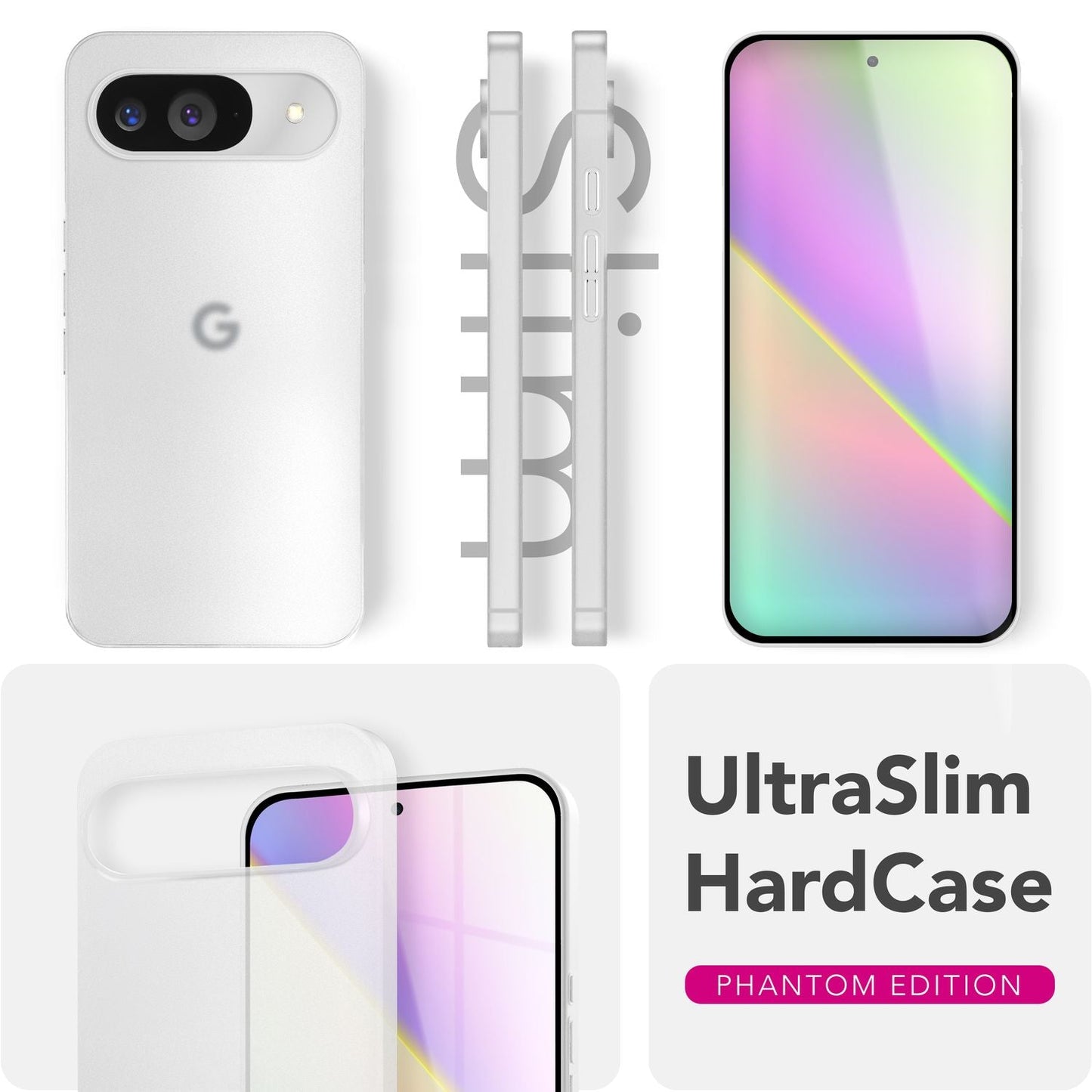 NALIA Ultra Slim Hardcase für Google Pixel 9 – Matt & 0.3mm Dünn – PHANTOM (Hauchdünnes Cover & Kamera-Vollschutz) – Marke aus Berlin