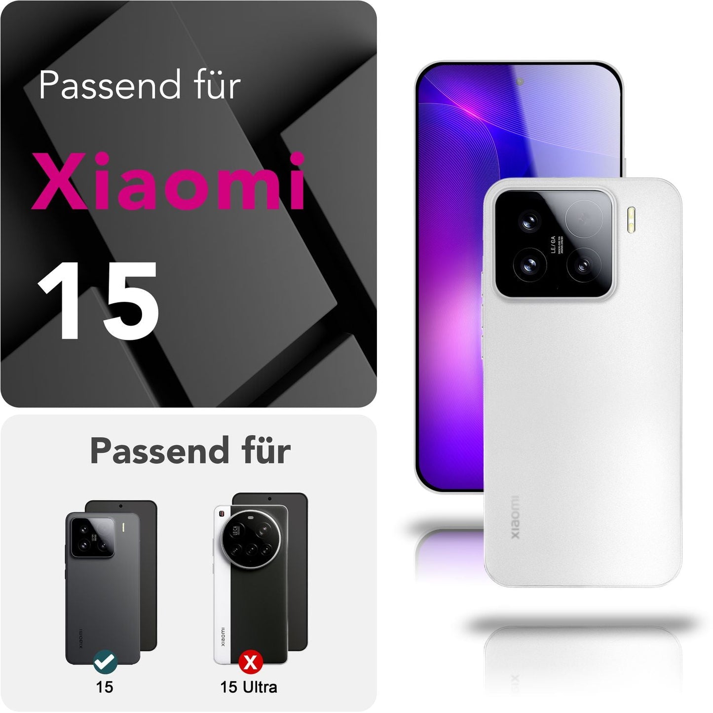 NALIA Ultra Slim Hardcase für Xiaomi 15 – Matt & 0.3mm Dünn – PHANTOM (Hauchdünnes Cover & Kamera-Vollschutz) – Marke aus Berlin