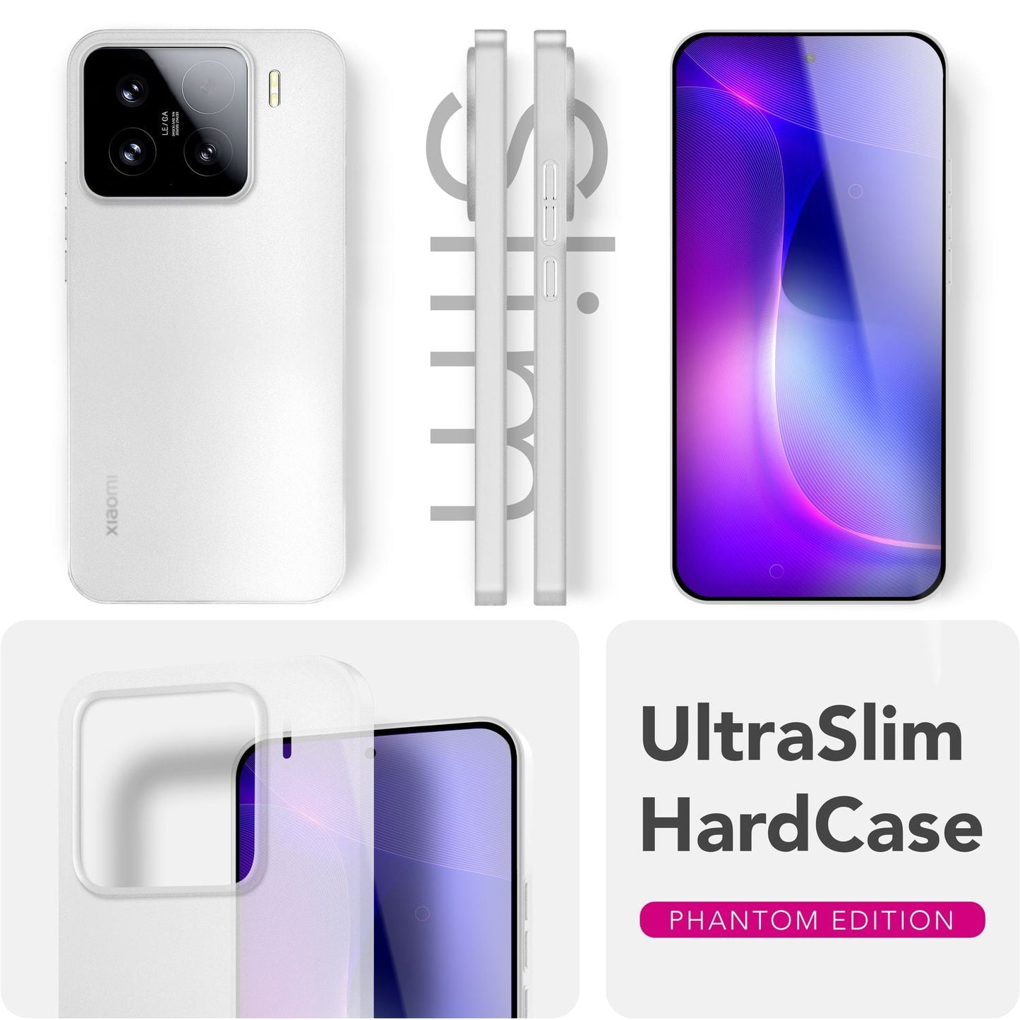 NALIA Ultra Slim Hardcase für Xiaomi 15 – Matt & 0.3mm Dünn – PHANTOM (Hauchdünnes Cover & Kamera-Vollschutz) – Marke aus Berlin