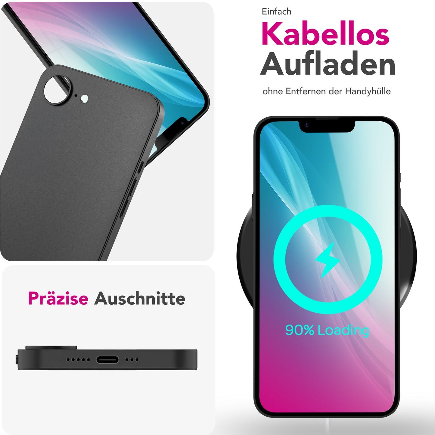 NALIA Ultra Slim Hardcase für iPhone 16e / 17e – Matt & 0.3mm Dünn – PHANTOM (Hauchdünnes Cover & Kamera-Vollschutz) – Marke aus Berlin