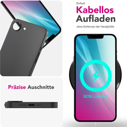 NALIA Ultra Slim Hardcase für iPhone 16e / 17e – Matt & 0.3mm Dünn – PHANTOM (Hauchdünnes Cover & Kamera-Vollschutz) – Marke aus Berlin