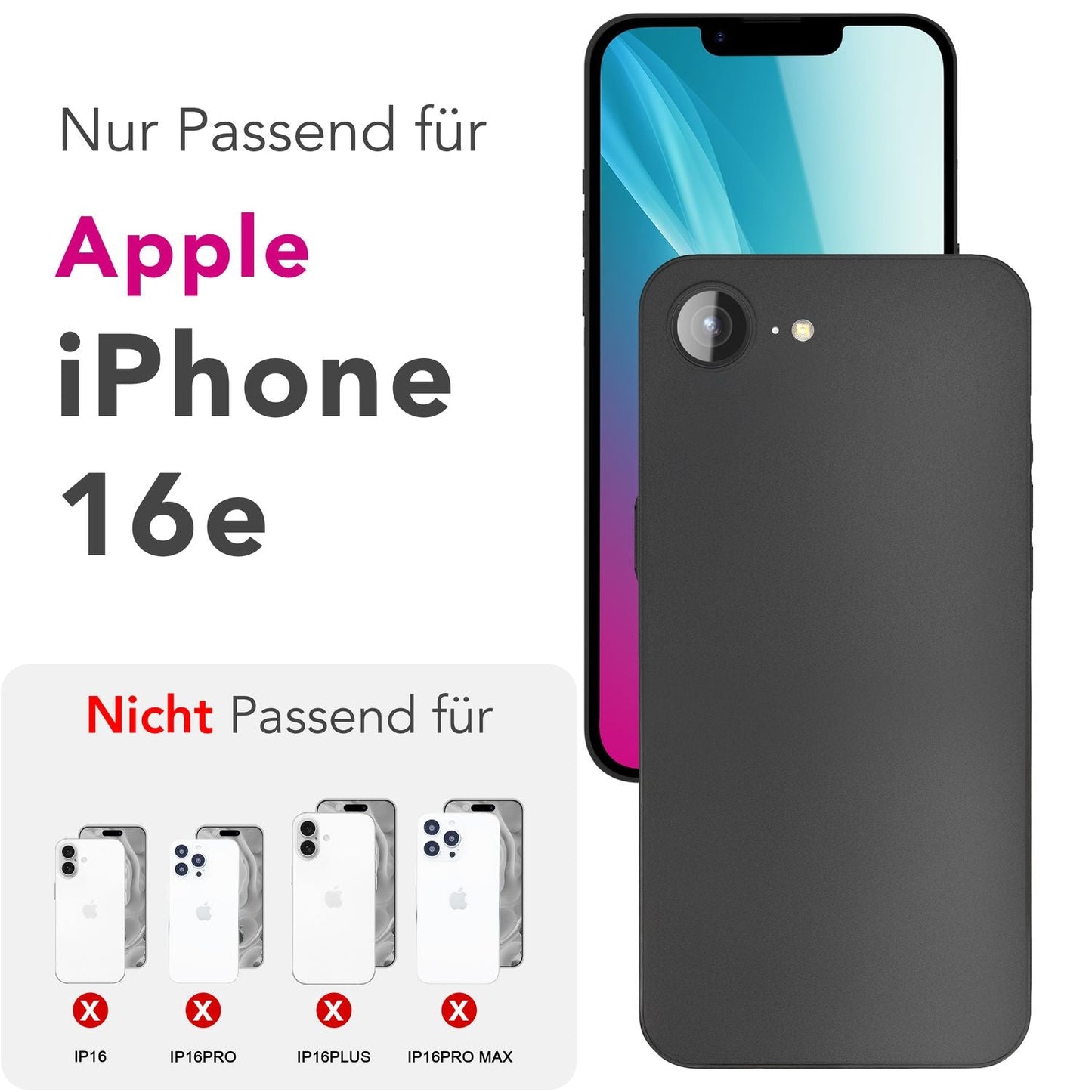 NALIA Ultra Slim Hardcase für iPhone 16e / 17e – Matt & 0.3mm Dünn – PHANTOM (Hauchdünnes Cover & Kamera-Vollschutz) – Marke aus Berlin