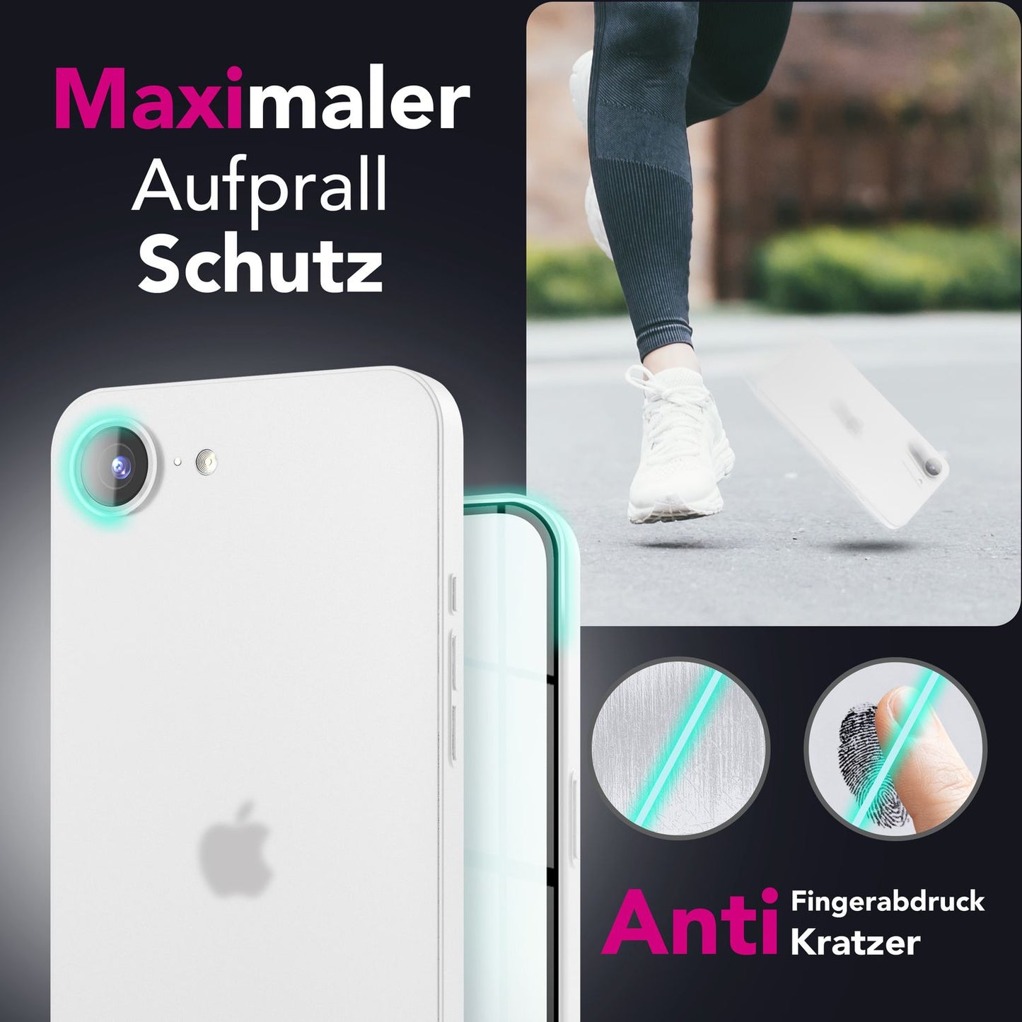NALIA Ultra Slim Hardcase für iPhone 16e / 17e – Matt & 0.3mm Dünn – PHANTOM (Hauchdünnes Cover & Kamera-Vollschutz) – Marke aus Berlin