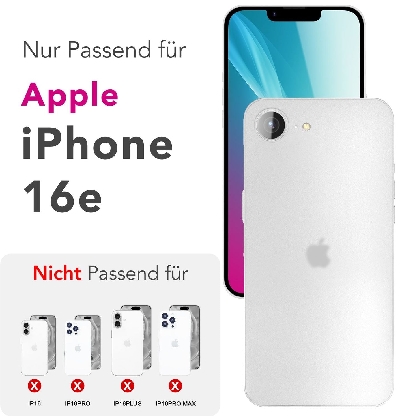 NALIA Ultra Slim Hardcase für iPhone 16e / 17e – Matt & 0.3mm Dünn – PHANTOM (Hauchdünnes Cover & Kamera-Vollschutz) – Marke aus Berlin