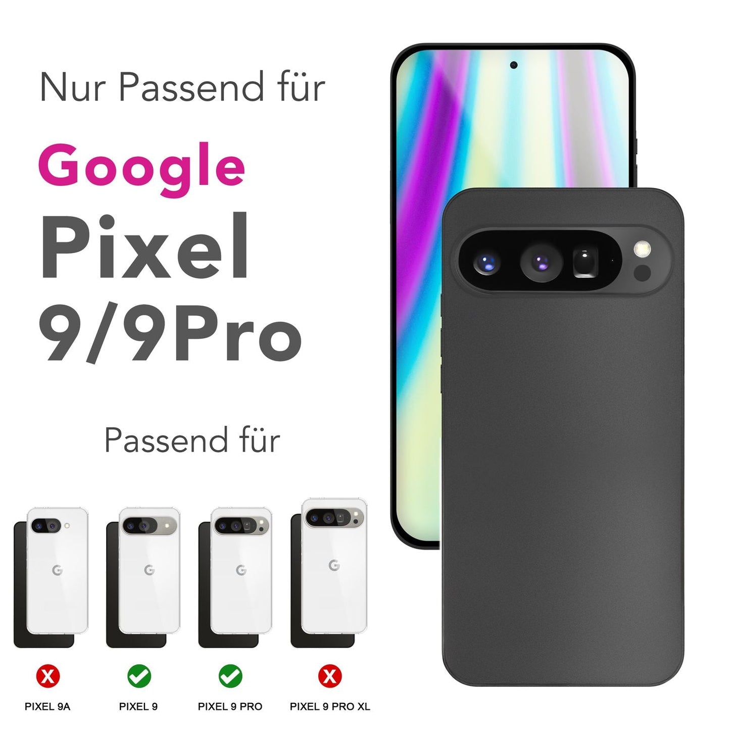 NALIA Ultra Slim Hardcase für Google Pixel 9 Pro – Matt & 0.3mm Dünn – PHANTOM (Hauchdünnes Cover & Kamera-Vollschutz) – Marke aus Berlin