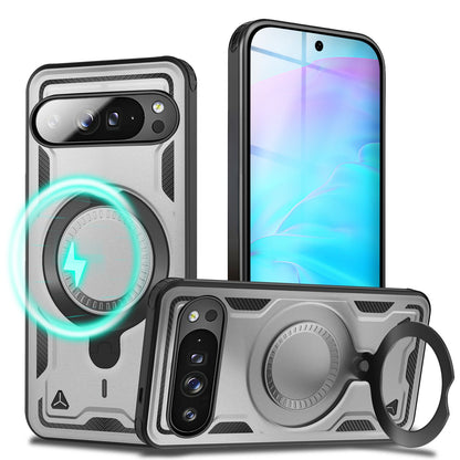 NALIA Magnetische Panzerhülle für Google Pixel 9 Pro – Ring-Halterung 360° & MagSafe kompatibel – STORMGUARD (Outdoor Case) – Marke aus Berlin