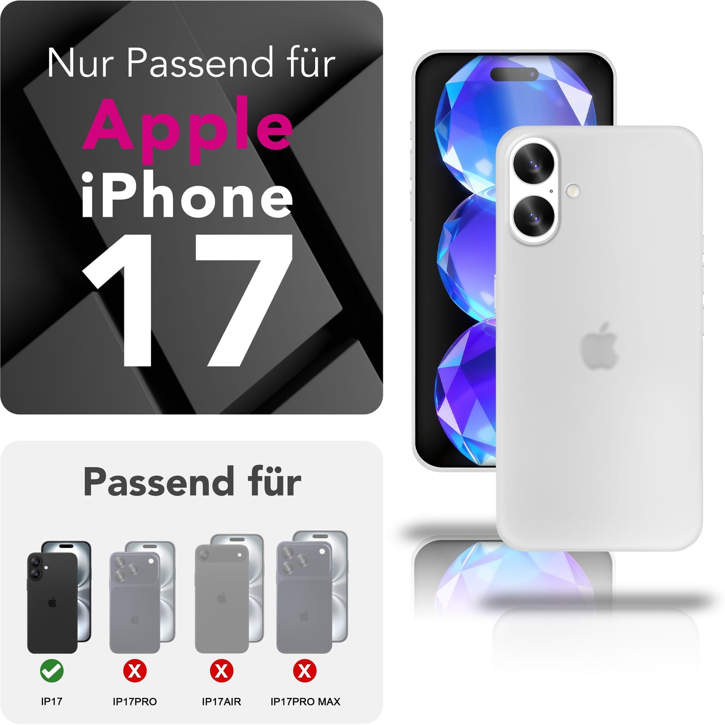 NALIA Ultra Slim Hardcase für iPhone 17 – Matt & 0.3mm Dünn – PHANTOM (Hauchdünnes Cover & Kamera-Vollschutz) – Marke aus Berlin
