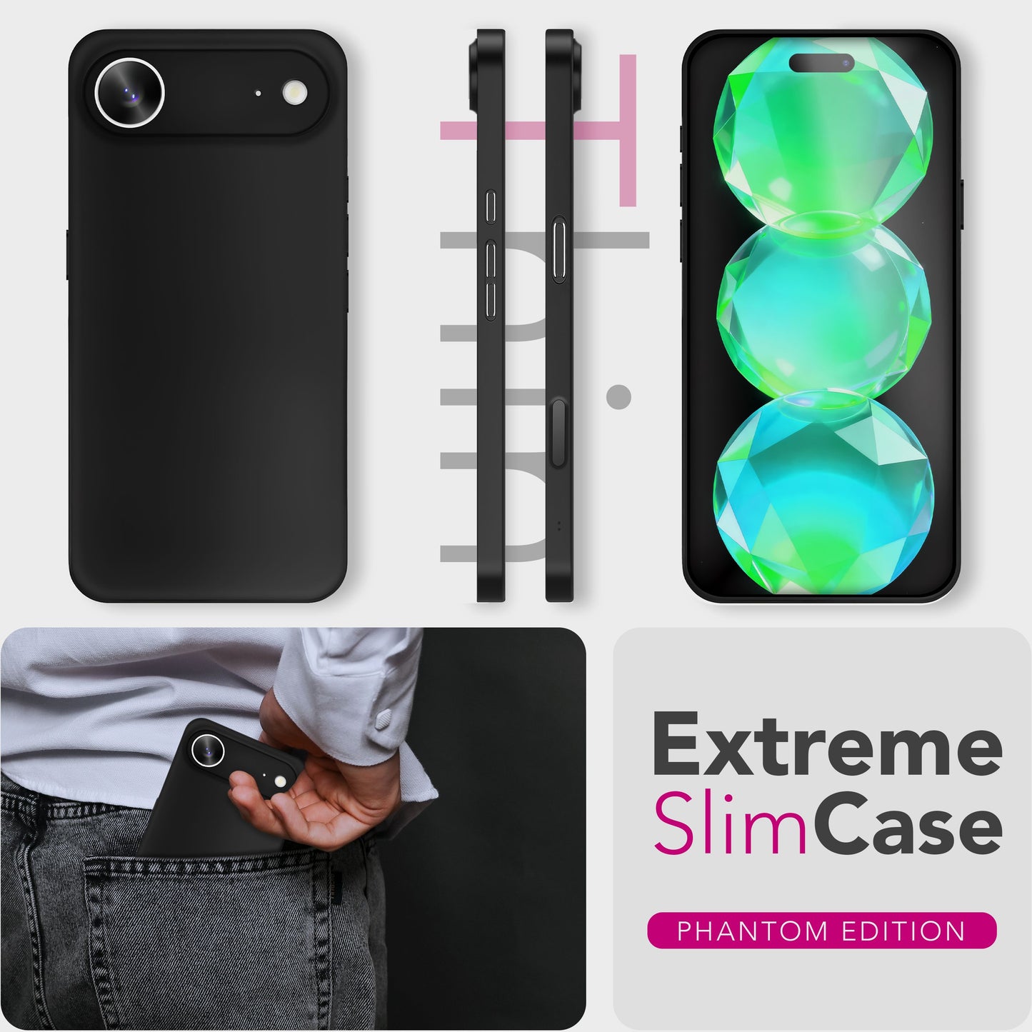 NALIA Ultra Slim Hardcase für iPhone 17 Air – Matt & 0.3mm Dünn – PHANTOM (Hauchdünnes Cover & Kamera-Vollschutz) – Marke aus Berlin