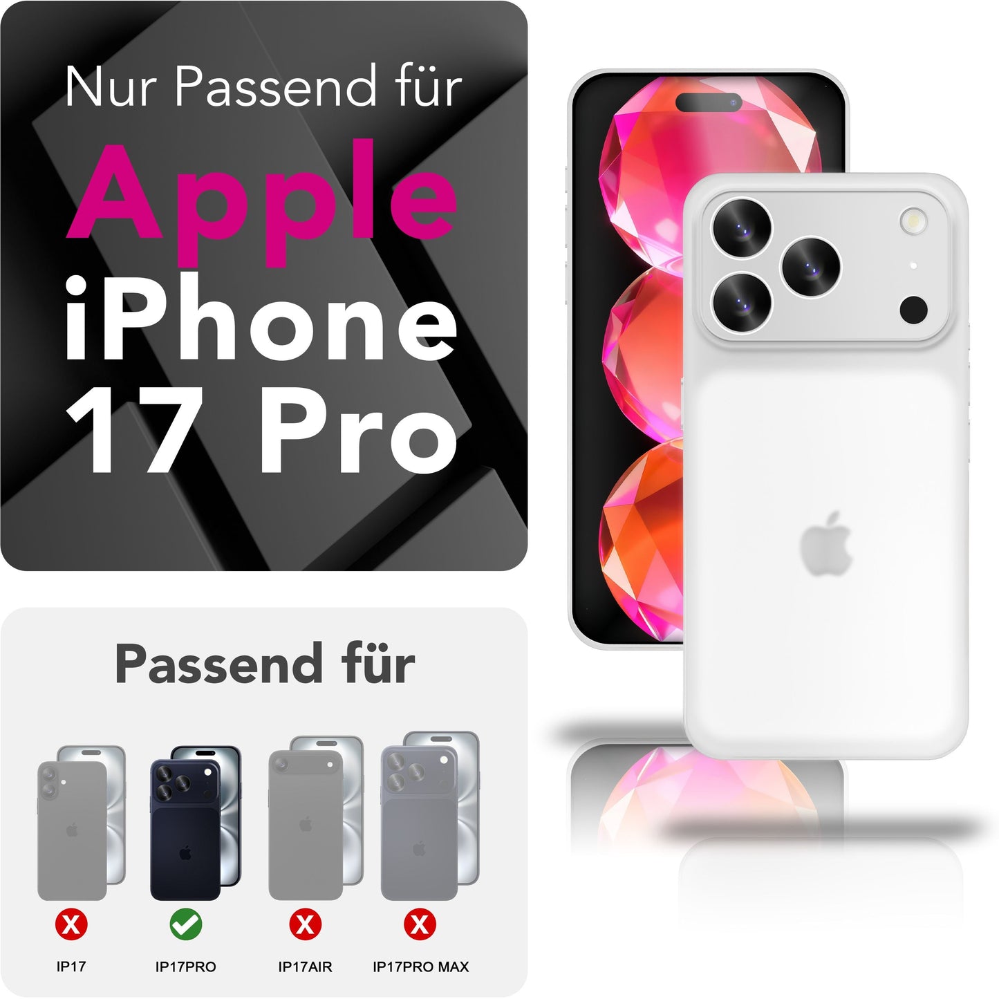 NALIA Ultra Slim Hardcase für iPhone 17 Pro – Matt & 0.3mm Dünn – PHANTOM (Hauchdünnes Cover & Kamera-Vollschutz) – Marke aus Berlin