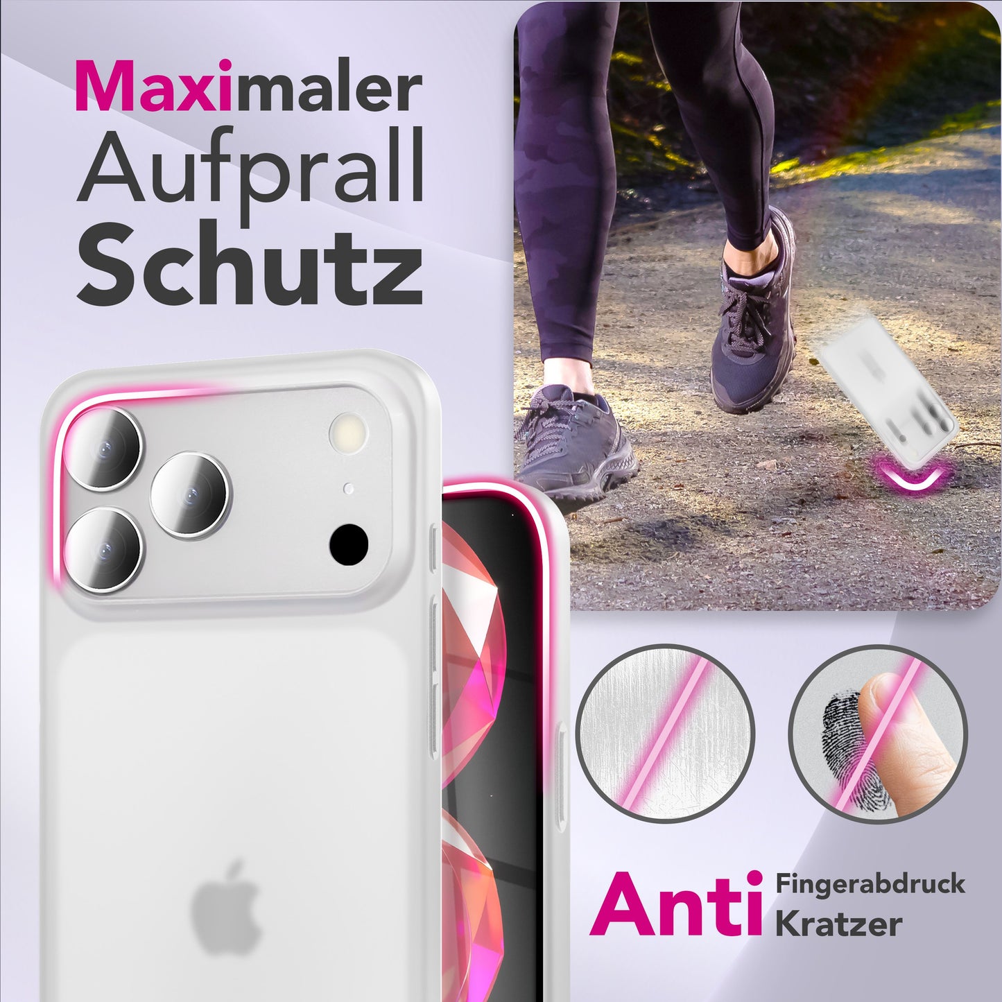 NALIA Ultra Slim Hardcase für iPhone 17 Pro – Matt & 0.3mm Dünn – PHANTOM (Hauchdünnes Cover & Kamera-Vollschutz) – Marke aus Berlin
