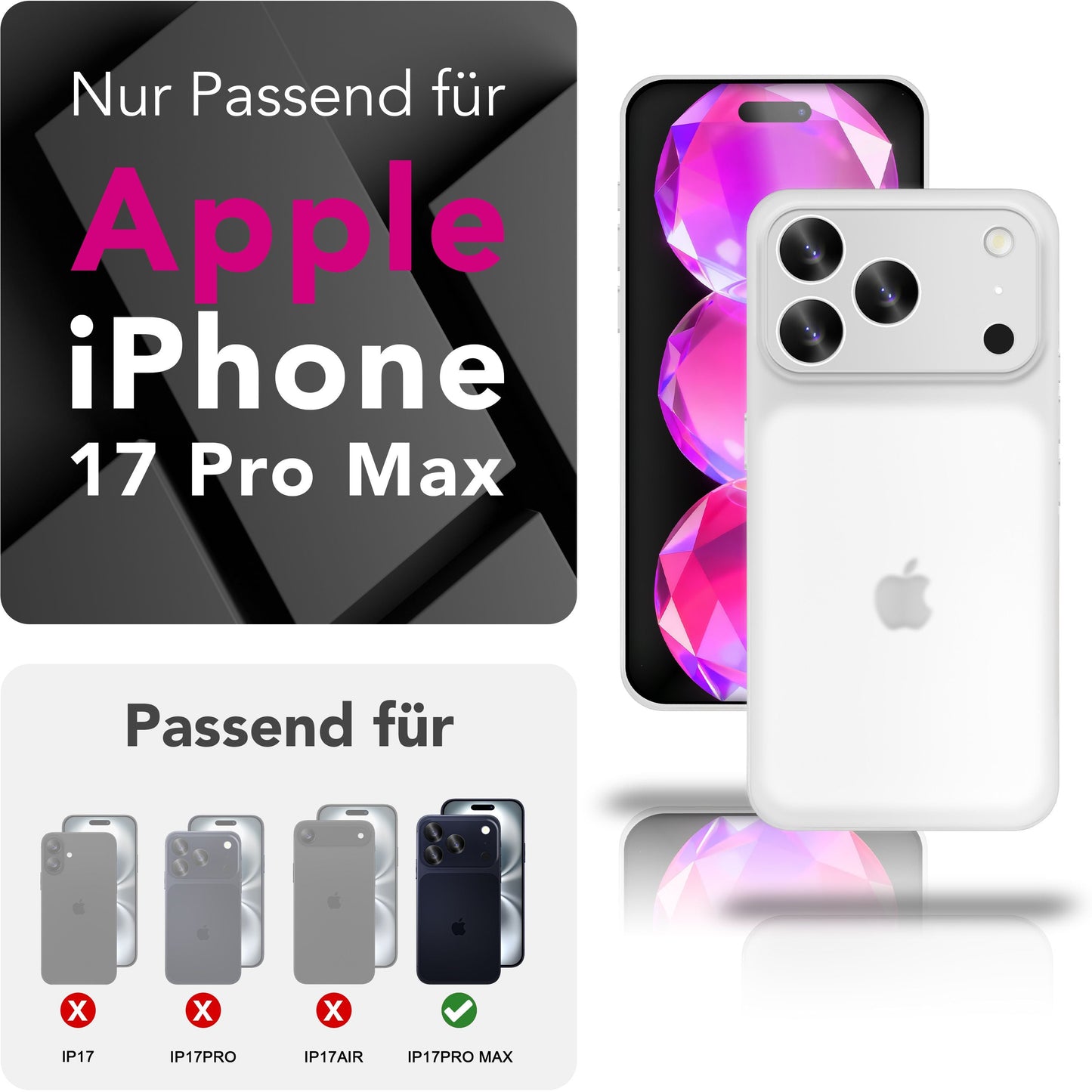 NALIA Ultra Slim Hardcase für iPhone 17 Pro Max – Matt & 0.3mm Dünn – PHANTOM (Hauchdünnes Cover & Kamera-Vollschutz) – Marke aus Berlin