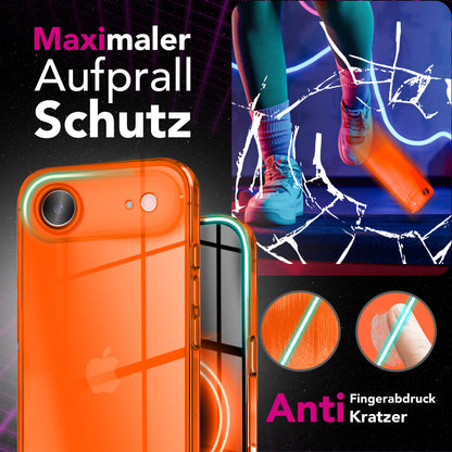 NALIA Neon Silikonhülle für iPhone 17 Air – Knallige Signal-Farbe & Linsenschutz – VIBE (Transparentes Case) – Marke aus Berlin