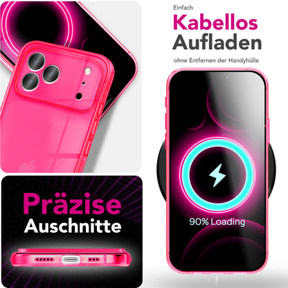 NALIA Neon Silikonhülle für iPhone 17 Pro – Knallige Signal-Farbe & Linsenschutz – VIBE (Transparentes Case) – Marke aus Berlin