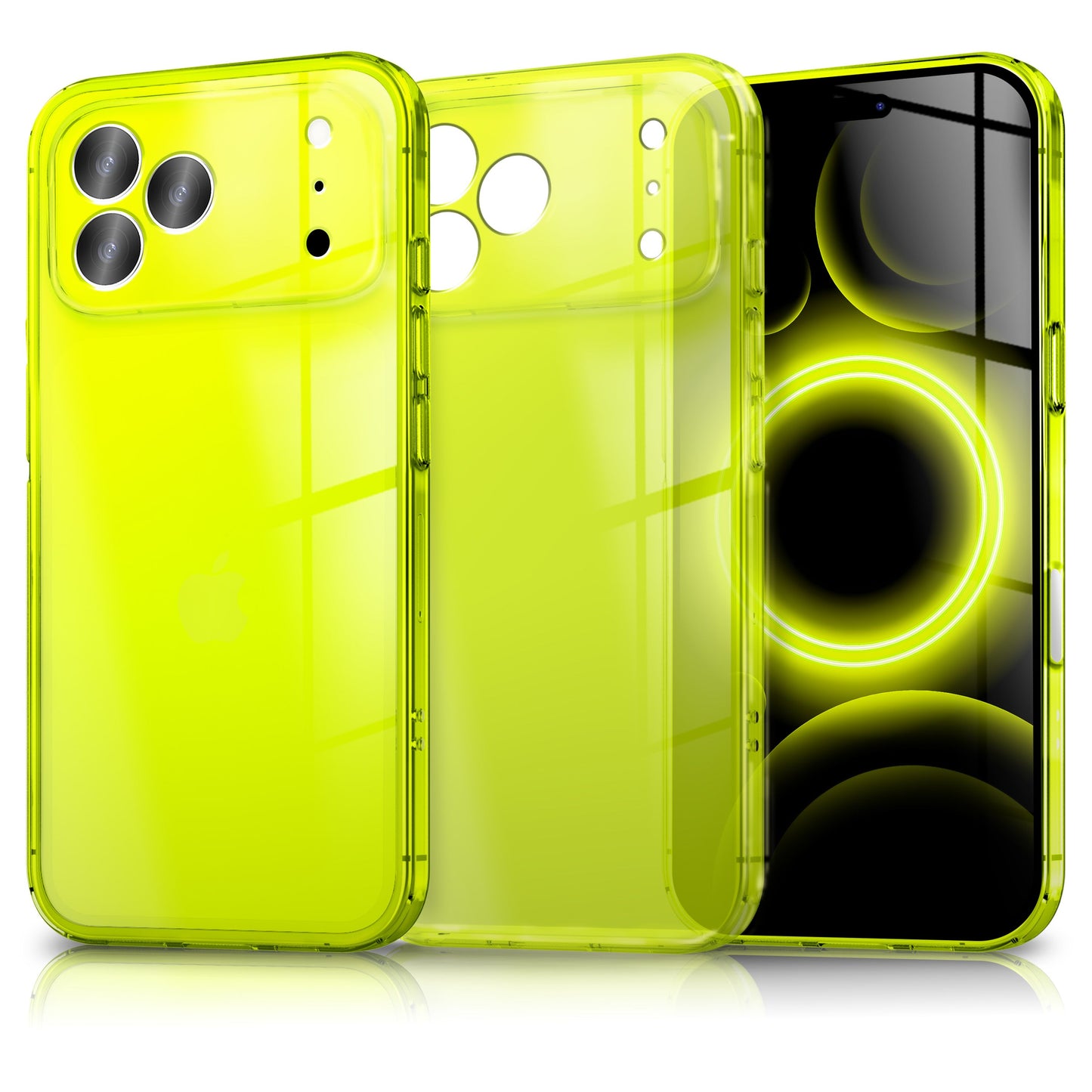 NALIA Neon Silikonhülle für iPhone 17 Pro – Knallige Signal-Farbe & Linsenschutz – VIBE (Transparentes Case) – Marke aus Berlin