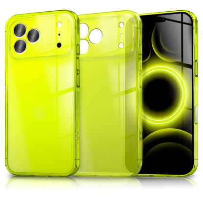 NALIA Neon Silikonhülle für iPhone 17 Pro – Knallige Signal-Farbe & Linsenschutz – VIBE (Transparentes Case) – Marke aus Berlin