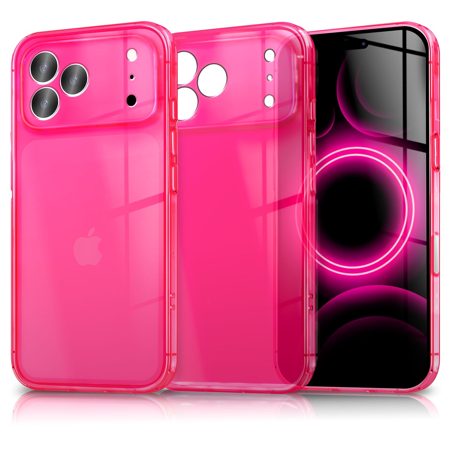 NALIA Neon Silikonhülle für iPhone 17 Pro – Knallige Signal-Farbe & Linsenschutz – VIBE (Transparentes Case) – Marke aus Berlin