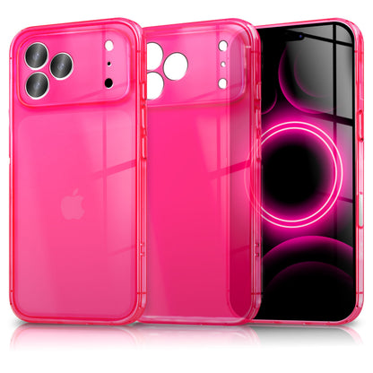 NALIA Neon Silikonhülle für iPhone 17 Pro – Knallige Signal-Farbe & Linsenschutz – VIBE (Transparentes Case) – Marke aus Berlin