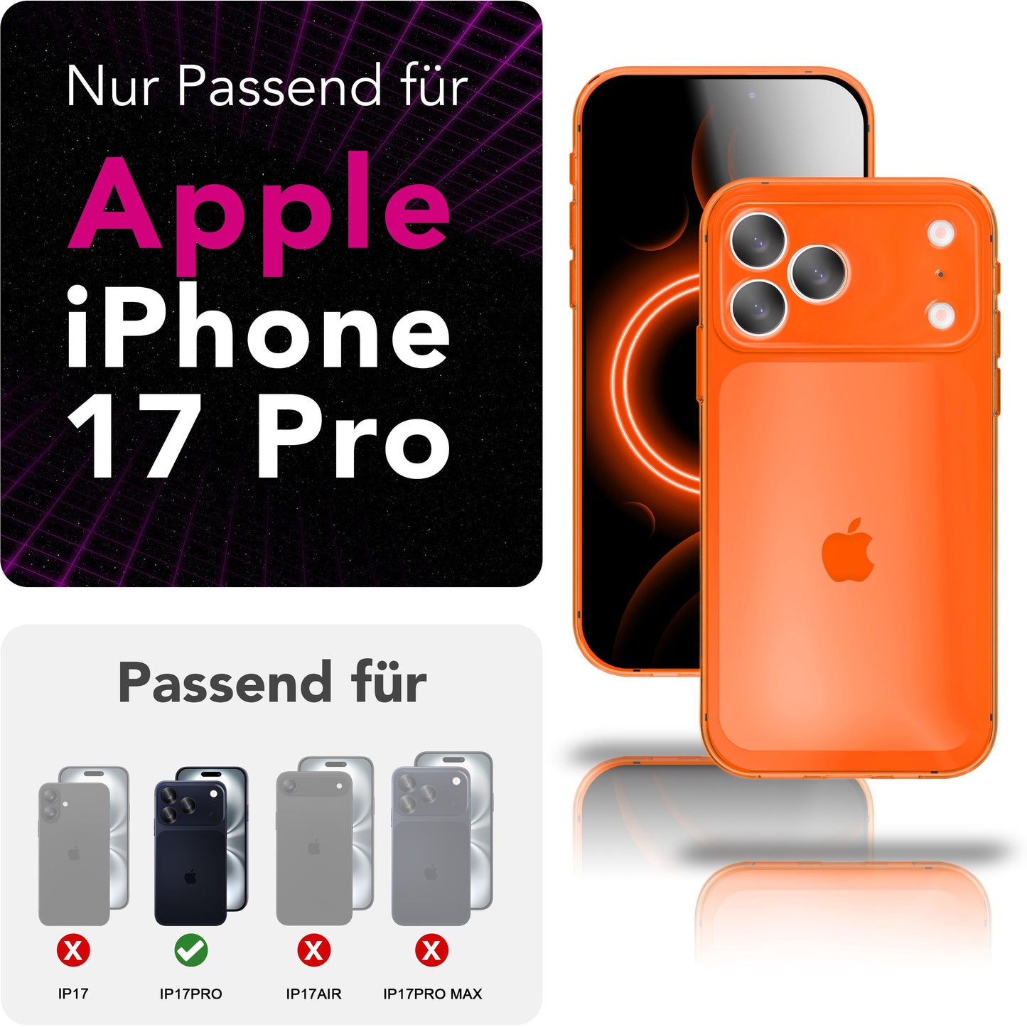 NALIA Neon Silikonhülle für iPhone 17 Pro Max – Knallige Signal-Farbe & Linsenschutz – VIBE (Transparentes Case) – Marke aus Berlin