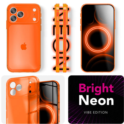 NALIA Neon Silikonhülle für iPhone 17 Pro Max – Knallige Signal-Farbe & Linsenschutz – VIBE (Transparentes Case) – Marke aus Berlin