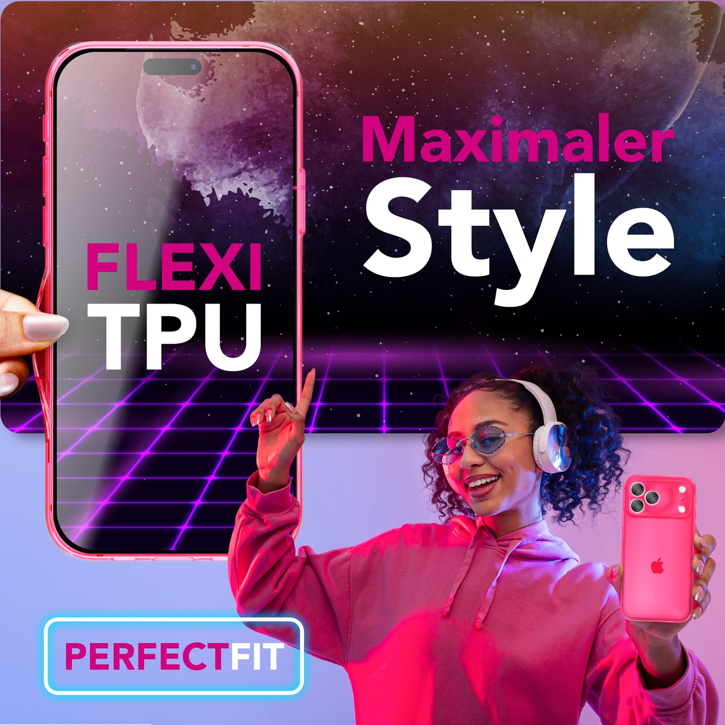 NALIA Neon Silikonhülle für iPhone 17 Pro Max – Knallige Signal-Farbe & Linsenschutz – VIBE (Transparentes Case) – Marke aus Berlin