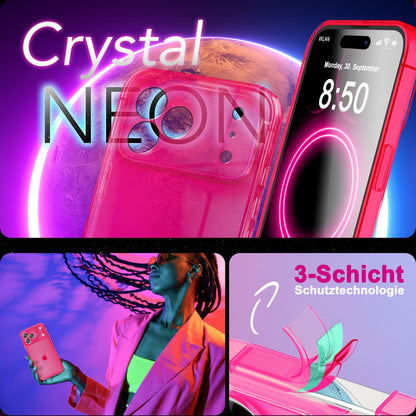 NALIA Neon Silikonhülle für iPhone 17 Pro Max – Knallige Signal-Farbe & Linsenschutz – VIBE (Transparentes Case) – Marke aus Berlin