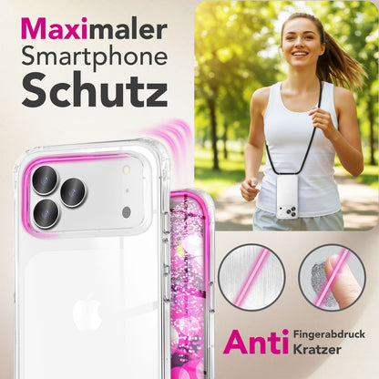 NALIA Handykette für iPhone 17 Pro Max – Transparentes Hybrid-Case & Band – HANGIT PRO (Anti-Gelb Rückseite & Verstellbar) – Marke aus Berlin