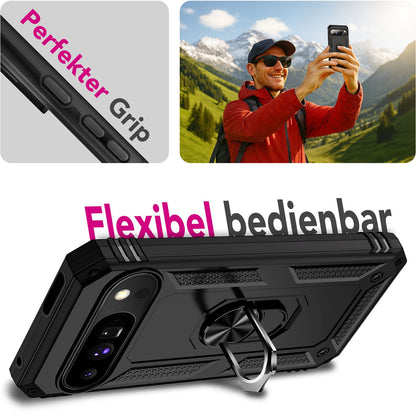 NALIA Panzerhülle für Google Pixel 10 Pro XL – Ring-Ständer 360° & Magnet-Halterung Kompatibel – RINGDEFEND (Stoßfestes Outdoor Case) – Marke aus Berlin
