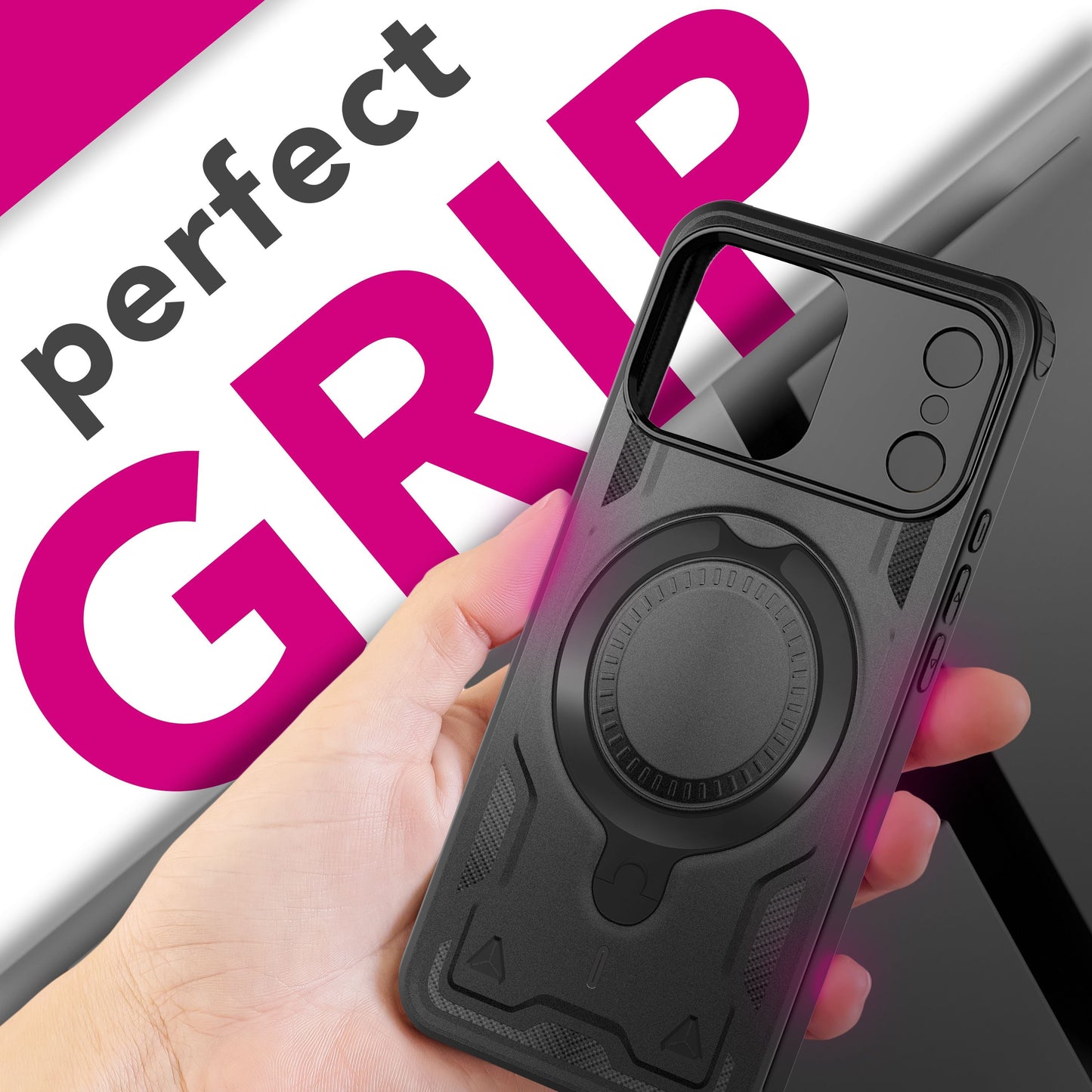 NALIA Magnetische Panzerhülle für iPhone 17 Pro – Ring-Halterung 360° & MagSafe kompatibel – STORMGUARD (Outdoor Case) – Marke aus Berlin
