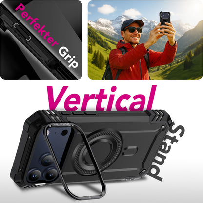 NALIA Magnetische Panzerhülle für iPhone 17 Pro Max – MagSafe kompatibel & Kamera-Stand – GRANITE (Outdoor Schutzhülle Stoßfest) – Marke aus Berlin