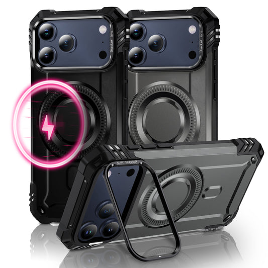 NALIA Magnetische Panzerhülle für iPhone 17 Pro Max – MagSafe kompatibel & Kamera-Stand – GRANITE (Outdoor Schutzhülle Stoßfest) – Marke aus Berlin