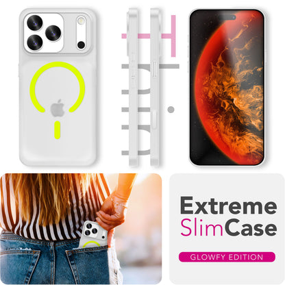 NALIA Ultra Slim Hardcase für iPhone 17 Pro – MagSafe Kompatibel & Nachleuchtender Ring – THINIX GLOW (Matt-Transparent & 0,3mm Dünn) – Marke aus Berlin