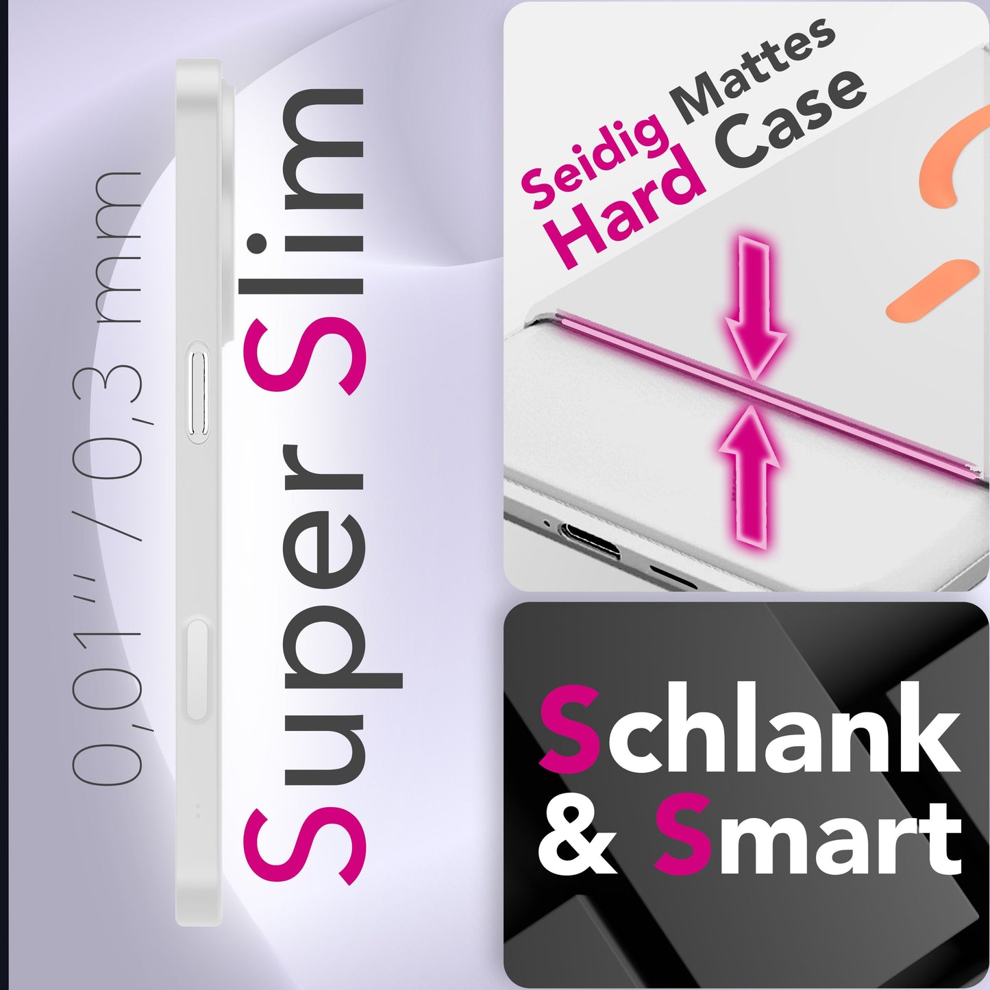 NALIA Ultra Slim Hardcase für iPhone 17 Pro – MagSafe Kompatibel & Nachleuchtender Ring – THINIX GLOW (Matt-Transparent & 0,3mm Dünn) – Marke aus Berlin