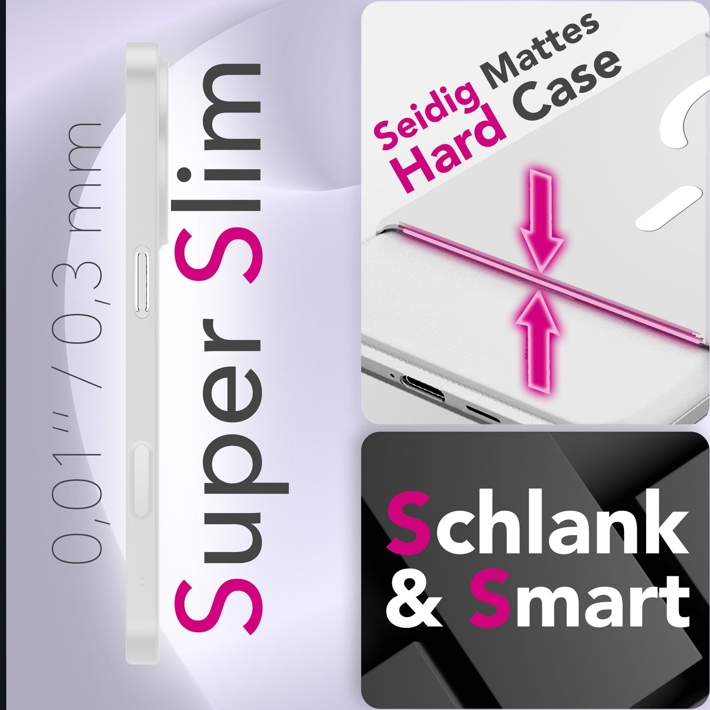 NALIA Ultra Slim Hardcase für iPhone 17 Pro – MagSafe Kompatibel & Nachleuchtender Ring – THINIX GLOW (Matt-Transparent & 0,3mm Dünn) – Marke aus Berlin