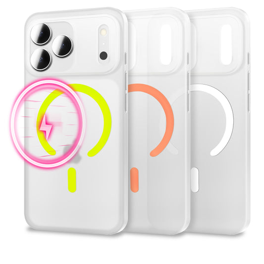 NALIA Ultra Slim Hardcase für iPhone 17 Pro – MagSafe Kompatibel & Nachleuchtender Ring – THINIX GLOW (Matt-Transparent & 0,3mm Dünn) – Marke aus Berlin