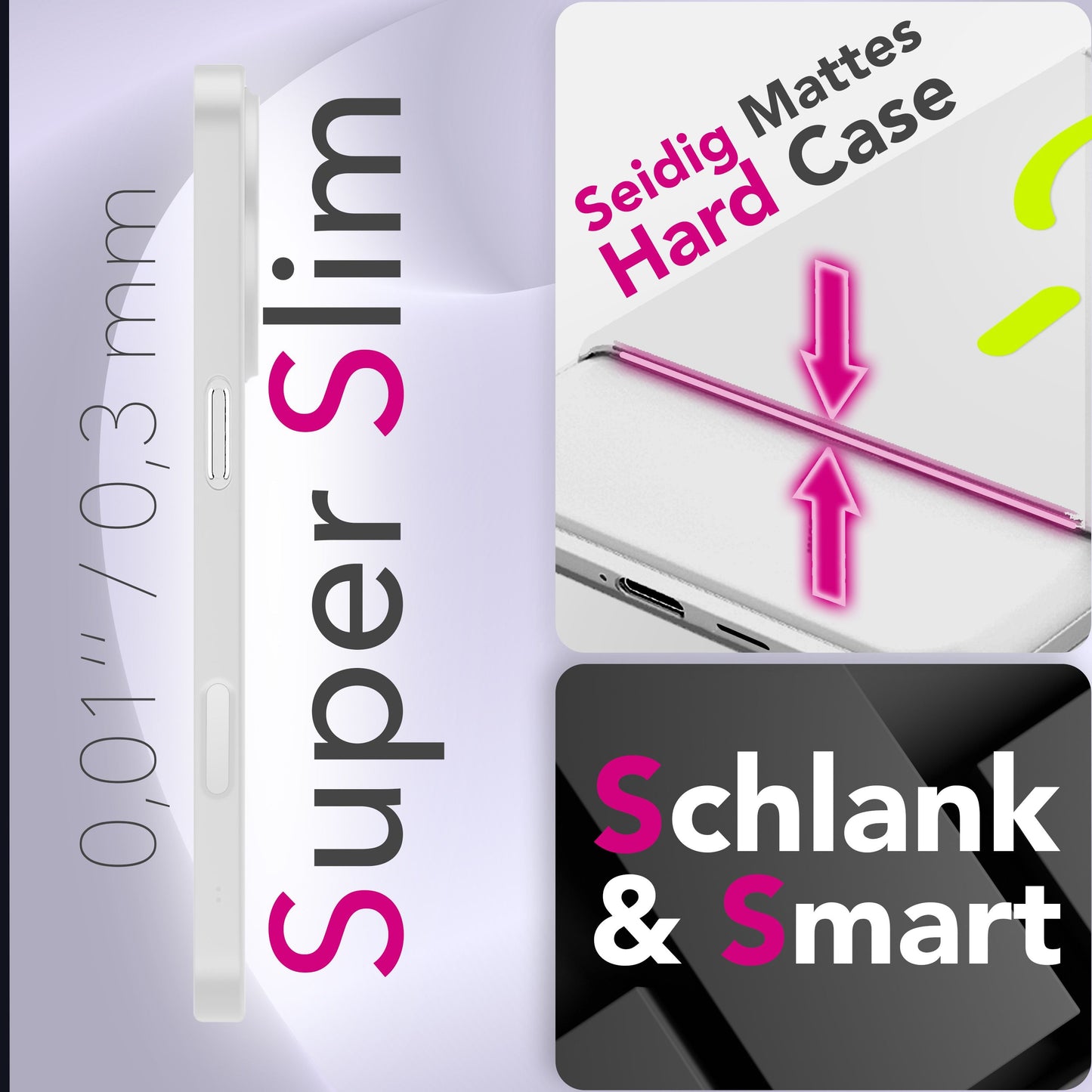 NALIA Ultra Slim Hardcase für iPhone 17 Pro Max – MagSafe Kompatibel & Nachleuchtender Ring – THINIX GLOW (Matt-Transparent & 0,3mm Dünn) – Marke aus Berlin