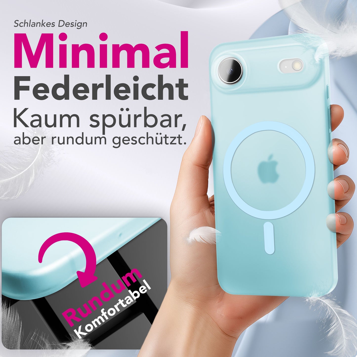 NALIA Ultra-Slim Hardcase für iPhone 17 Air – MagSafe kompatibel & 0.3mm Dünn – THINIX (Matte Semi-Transparente Hülle) – Marke aus Berlin